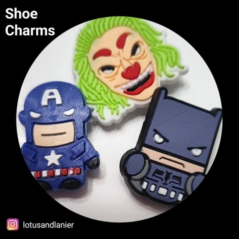 Shoe Charms "Captain America/ Joker / Batman " Charms Set of 3